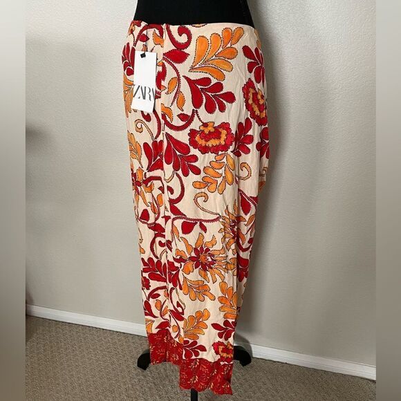 NWT Zara Printed Wrap Midi Skirt - Picture 8 of 10